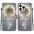 For iPhone 16 Pro Max Crystal Texture Colored Drawing Leather Phone Case(Elephants) - 1