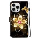 For iPhone 16 Pro Max Crystal Texture Colored Drawing Leather Phone Case(Gold Flower) - 3