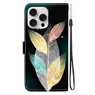 For iPhone 16 Pro Max Crystal Texture Colored Drawing Leather Phone Case(Colored Leaves) - 3