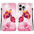 For iPhone 16 Pro Max Crystal Texture Colored Drawing Leather Phone Case(Pink Butterflies) - 1