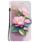 For iPhone 16 Pro Max Crystal Texture Colored Drawing Leather Phone Case(Lotus) - 2