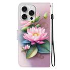 For iPhone 16 Pro Max Crystal Texture Colored Drawing Leather Phone Case(Lotus) - 3