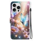 For iPhone 16 Pro Max Crystal Texture Colored Drawing Leather Phone Case(Butterfly Love Flower) - 3