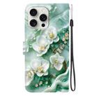 For iPhone 16 Pro Max Crystal Texture Colored Drawing Leather Phone Case(Jade Flowers) - 3