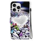 For iPhone 16 Pro Crystal Texture Colored Drawing Leather Phone Case(Heart Shaped) - 3