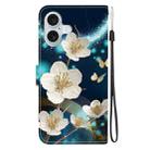 For iPhone 16 Plus Crystal Texture Colored Drawing Leather Phone Case(Magnolia) - 3