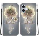 For iPhone 16 Plus Crystal Texture Colored Drawing Leather Phone Case(Elephants) - 1