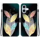 For iPhone 16 Plus Crystal Texture Colored Drawing Leather Phone Case(Colored Leaves) - 1