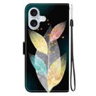 For iPhone 16 Plus Crystal Texture Colored Drawing Leather Phone Case(Colored Leaves) - 3