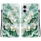 For iPhone 16 Plus Crystal Texture Colored Drawing Leather Phone Case(Jade Flowers) - 1