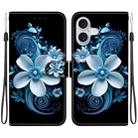 For iPhone 16 Crystal Texture Colored Drawing Leather Phone Case(Black Orchid) - 1