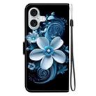 For iPhone 16 Crystal Texture Colored Drawing Leather Phone Case(Black Orchid) - 3