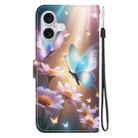 For iPhone 16 Crystal Texture Colored Drawing Leather Phone Case(Butterfly Love Flower) - 3