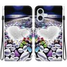 For iPhone 16 Crystal Texture Colored Drawing Leather Phone Case(Heart Shaped) - 1