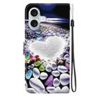 For iPhone 16 Crystal Texture Colored Drawing Leather Phone Case(Heart Shaped) - 3