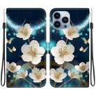 For iPhone 15 Pro Max Crystal Texture Colored Drawing Leather Phone Case(Magnolia) - 1