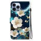 For iPhone 15 Pro Max Crystal Texture Colored Drawing Leather Phone Case(Magnolia) - 3
