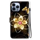 For iPhone 15 Pro Max Crystal Texture Colored Drawing Leather Phone Case(Gold Flower) - 3