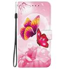 For iPhone 15 Pro Max Crystal Texture Colored Drawing Leather Phone Case(Pink Butterflies) - 2
