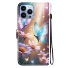 For iPhone 15 Pro Max Crystal Texture Colored Drawing Leather Phone Case(Butterfly Love Flower) - 3