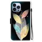 For iPhone 15 Pro Crystal Texture Colored Drawing Leather Phone Case(Colored Leaves) - 3