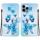 For iPhone 15 Pro Crystal Texture Colored Drawing Leather Phone Case(Blue Butterflies) - 1