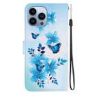 For iPhone 15 Pro Crystal Texture Colored Drawing Leather Phone Case(Blue Butterflies) - 3