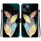 For iPhone 15 Plus Crystal Texture Colored Drawing Leather Phone Case(Colored Leaves) - 1