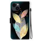 For iPhone 15 Plus Crystal Texture Colored Drawing Leather Phone Case(Colored Leaves) - 3