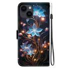 For iPhone 15 Plus Crystal Texture Colored Drawing Leather Phone Case(Little Lantern Flower) - 3