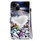 For iPhone 15 Plus Crystal Texture Colored Drawing Leather Phone Case(Heart Shaped) - 3