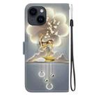 For iPhone 15 Crystal Texture Colored Drawing Leather Phone Case(Sika Deer) - 3