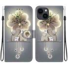 For iPhone 15 Crystal Texture Colored Drawing Leather Phone Case(Elephants) - 1