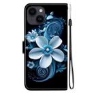 For iPhone 15 Crystal Texture Colored Drawing Leather Phone Case(Black Orchid) - 3