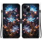 For iPhone 15 Crystal Texture Colored Drawing Leather Phone Case(Little Lantern Flower) - 1