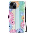 For iPhone 15 Crystal Texture Colored Drawing Leather Phone Case(Sunflowers) - 3