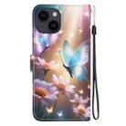 For iPhone 14 Crystal Texture Colored Drawing Leather Phone Case(Butterfly Love Flower) - 3