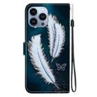 For iPhone 14 Pro Crystal Texture Colored Drawing Leather Phone Case(White Butterfly Feathers) - 3