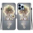 For iPhone 14 Pro Crystal Texture Colored Drawing Leather Phone Case(Elephants) - 1