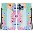 For iPhone 14 Pro Crystal Texture Colored Drawing Leather Phone Case(Sunflowers) - 1