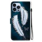 For iPhone 13 Pro Max Crystal Texture Colored Drawing Leather Phone Case(White Butterfly Feathers) - 3