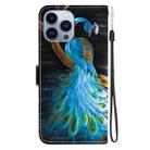 For iPhone 13 Pro Max Crystal Texture Colored Drawing Leather Phone Case(Peacock) - 3