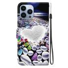 For iPhone 13 Pro Max Crystal Texture Colored Drawing Leather Phone Case(Heart Shaped) - 3