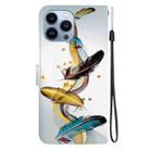 For iPhone 13 Pro Crystal Texture Colored Drawing Leather Phone Case(Gold Butterfly Feathers) - 3