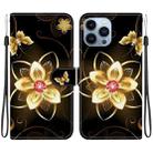 For iPhone 12 Pro Max Crystal Texture Colored Drawing Leather Phone Case(Gold Flower) - 1