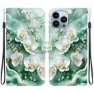 For iPhone 12 Pro Max Crystal Texture Colored Drawing Leather Phone Case(Jade Flowers) - 1
