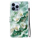 For iPhone 12 Pro Max Crystal Texture Colored Drawing Leather Phone Case(Jade Flowers) - 3