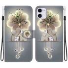 For iPhone 11 Crystal Texture Colored Drawing Leather Phone Case(Elephants) - 1