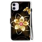 For iPhone 11 Crystal Texture Colored Drawing Leather Phone Case(Gold Flower) - 3