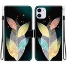 For iPhone 11 Crystal Texture Colored Drawing Leather Phone Case(Colored Leaves) - 1